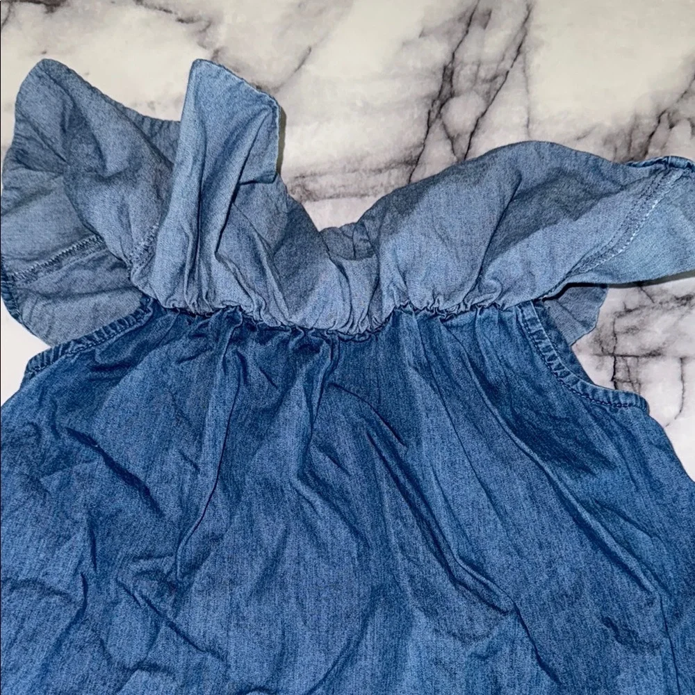Jcrew Crewcuts Blue Denim Ruffle sleeves Dress Size 6 - Picture 5 of 6